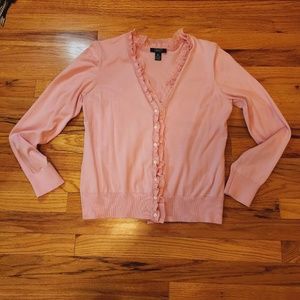 Chap's Pink Ruffle Button Up Sweater L